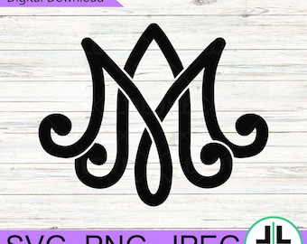 Auspice Maria Symbol SVG PNG JPG | Marian Monogram Digital Download | Catholic Wall Art Printable | Virgin Mary | Christian Home Decor