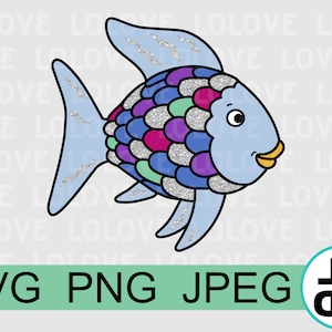 Poisson de couleur arc-en-ciel SVG, travaux manuels pour enseignant, travaux manuels pour étudiants, fichiers de coupe Cricut, fichiers de coupe silhouette, fichier SVG de livre