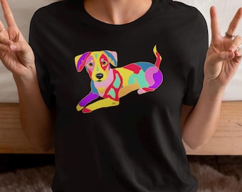 Mutt Dog T-Shirt: Colorful Labrador Mix Art Tee