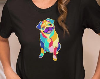 Colorful Pug Art T-Shirt: Dog Lover Tee