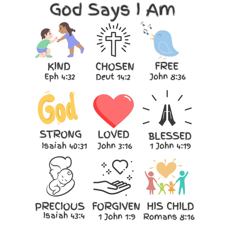 Toddler T-shirt, Kids Christian Tee, Birthday Gift, God Says I Am, Bible Verses, Faith Shirt Positive Message, image 2