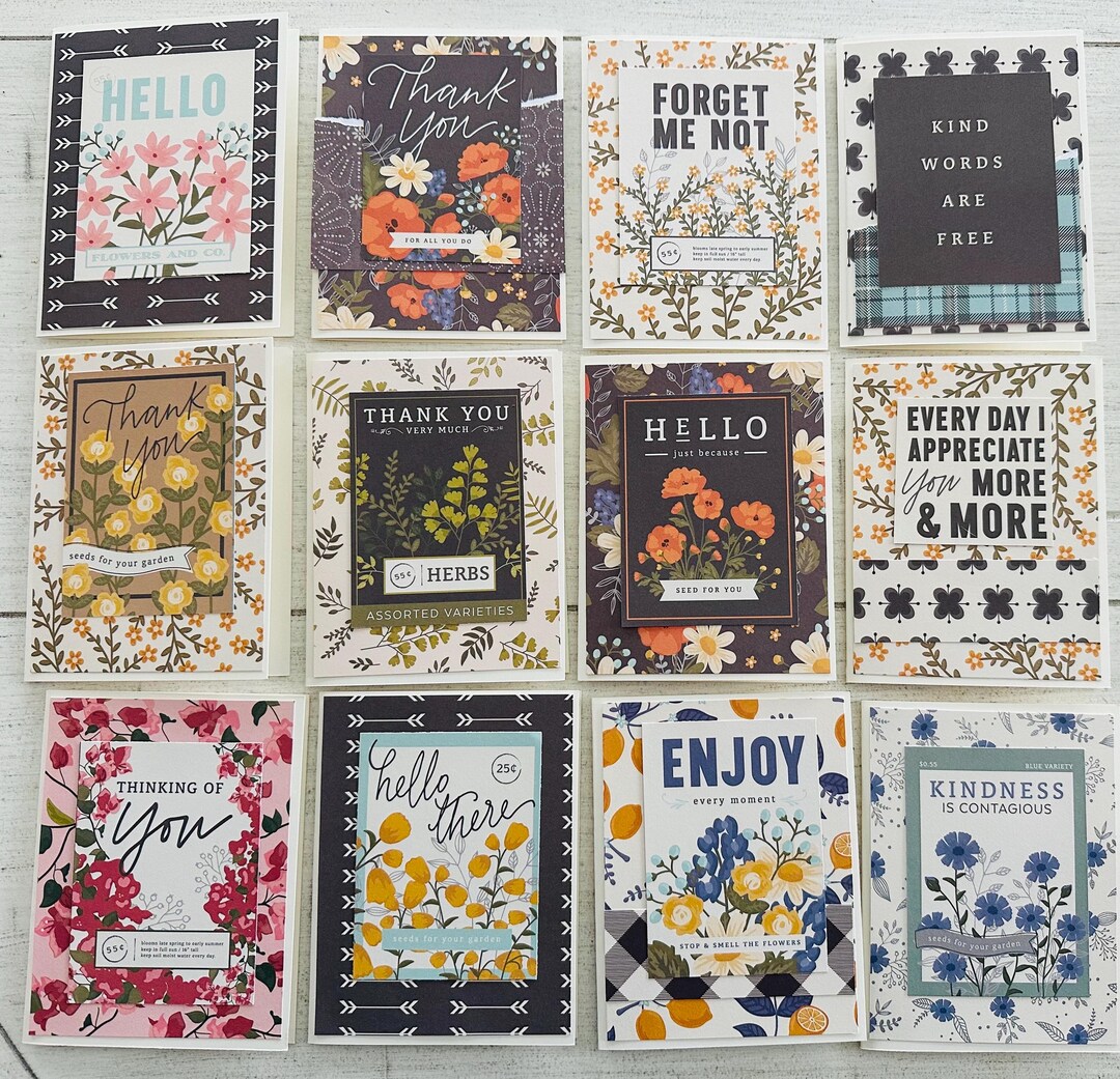 Note Card Set of 12 Handmade Cards / Perfect Gift Card or Seed Packet ...