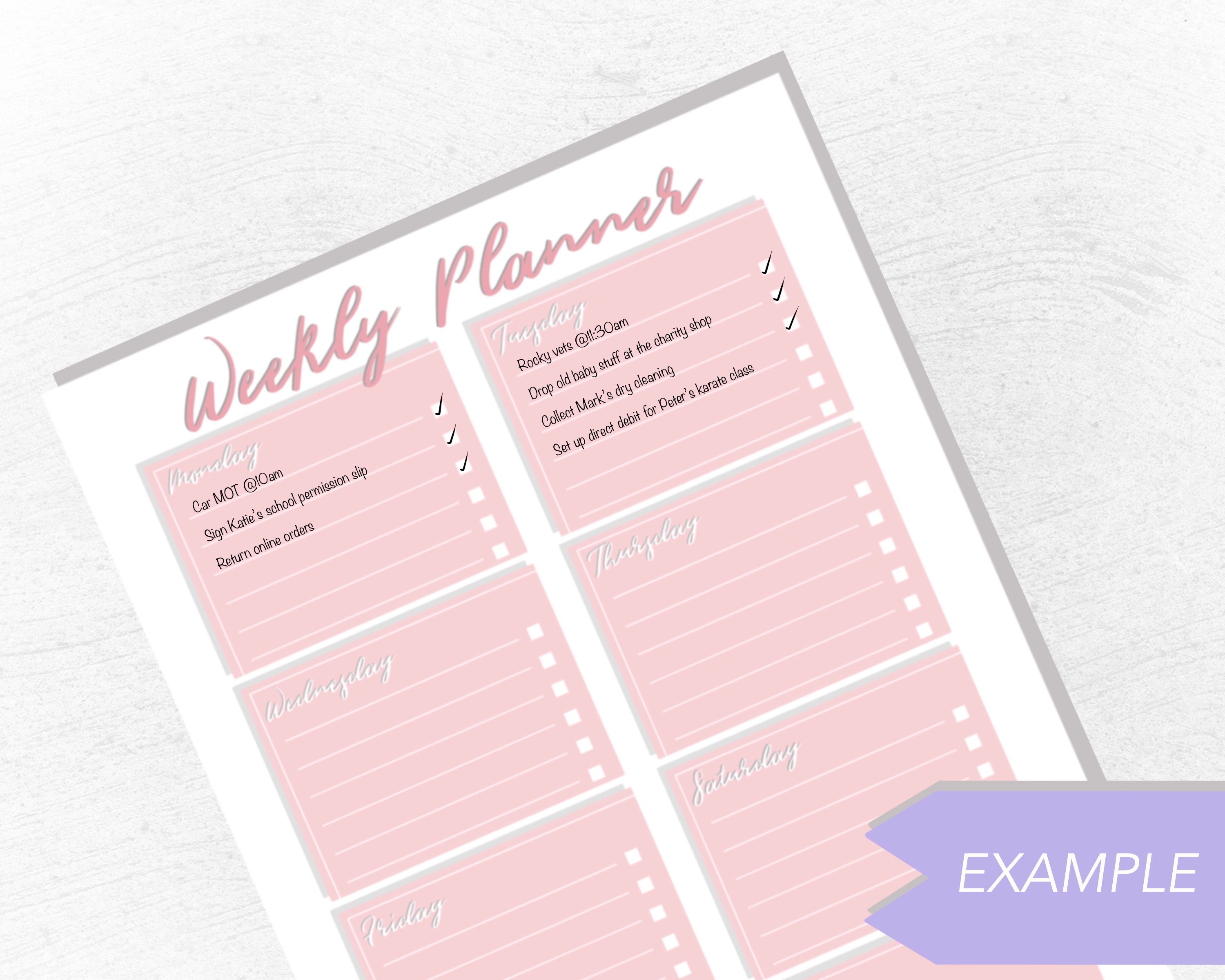 weekly planner a4 a5 instant download pdf printable etsy