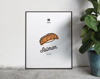 Simple SUSHI  | Salmon | Printable Wall Art Poster