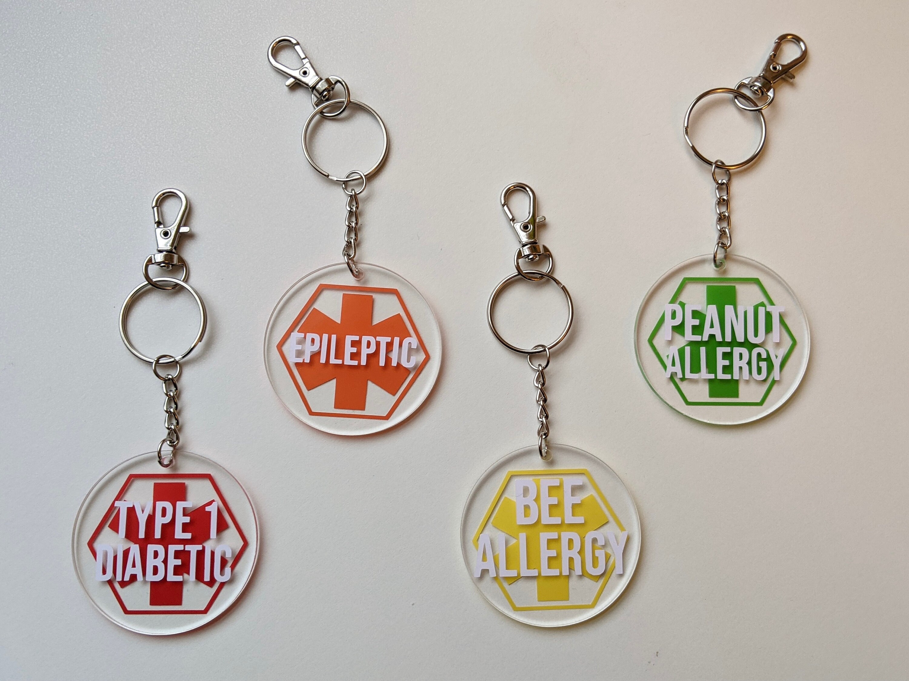 Medical Alert Keychains Custom Etsy
