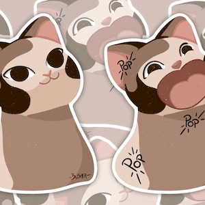 Oatmeal the Cat | Cat Meme | Pop Cat 2-Pack Sticker Set | Meme Sticker | 3 inch | Vinyl Matte Sticker