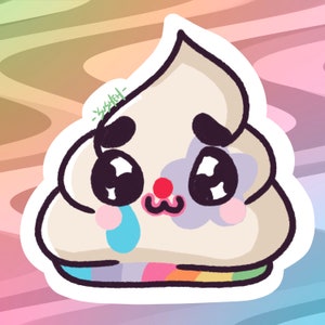 Silly Whip Cream Poop Clown Mascot | 2 Inch | Die-Cut | Matte Vinyl Sticker