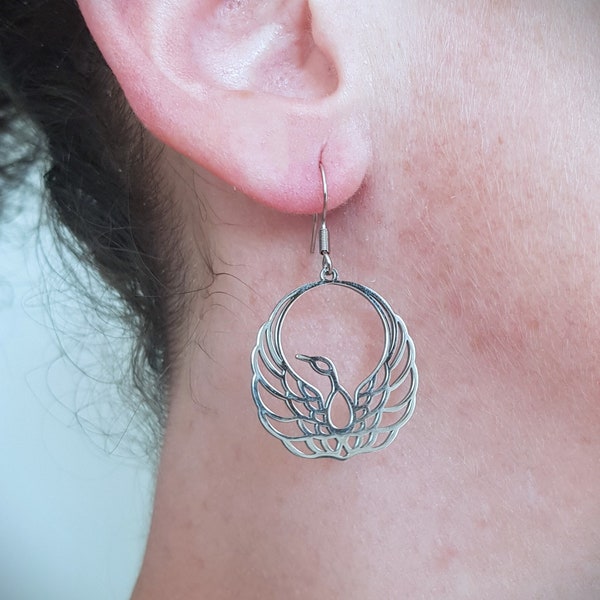 Boucles d'oreilles Phoenix en acier inoxydable