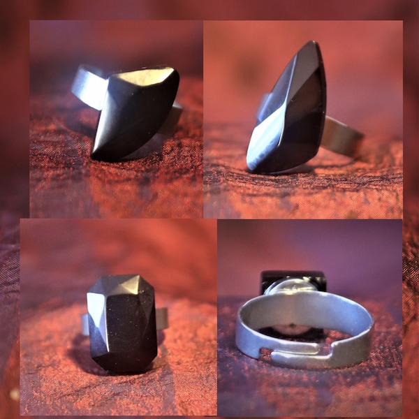 Bague fausse pierre noire à choisir parmis 4 modèles