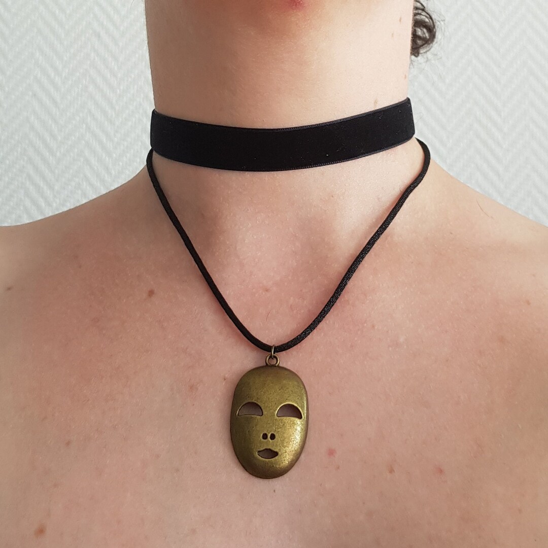 Multirow Carnival Mask Choker, in Black Velvet Etsy