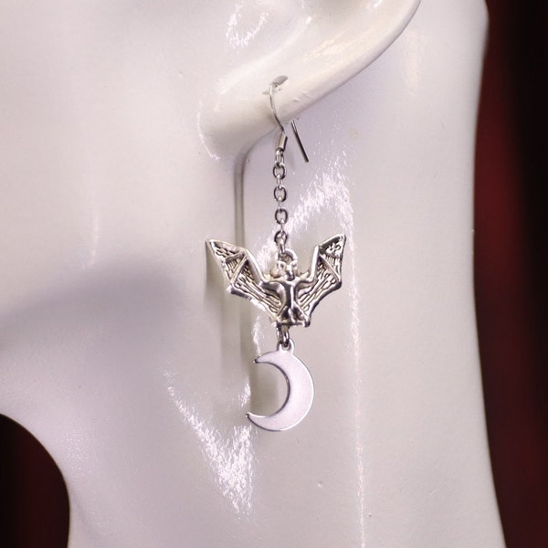 Boucles d'oreilles chauve-souris au clair de lune