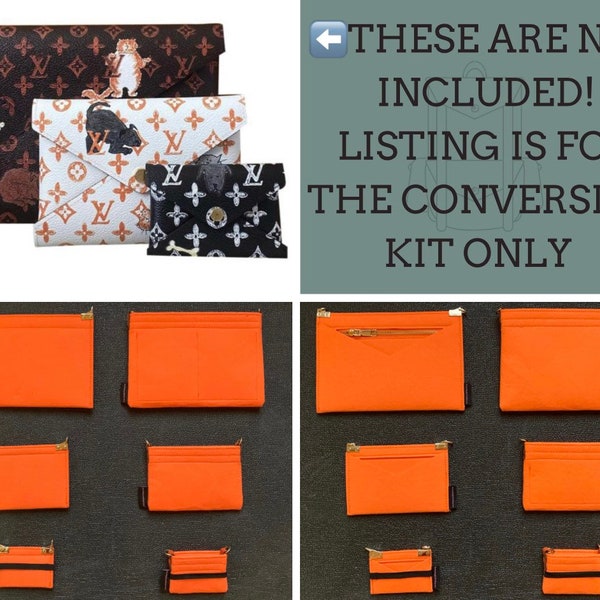 LV Kirigami Set 7-Piece Ultimate Conversion Kit for the CATOGRAM  Set:  Orange Inserts/Organizers • 2 Chains • O-Ring • Double-Sided D-Ring