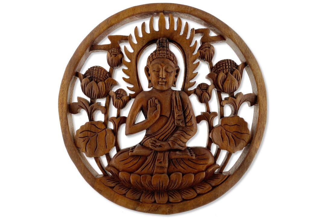 Buddha Wall Sculpture hand Carved Wood Wall Hanging Hand Etsy