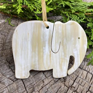 Elephant Christmas Tree Ornament, Handmade in Uganda Fair Trade, Sustainable Sourced Carved Horn Ornament