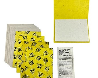 Nepal Greeting Card and Envelope Set: Bee Notecards, Handmade Lokta Paper