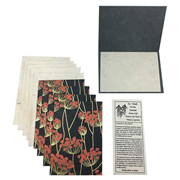 Nepal Greeting Card and Envelope Set: Blossom Notecards, Handmade Lokta Paper