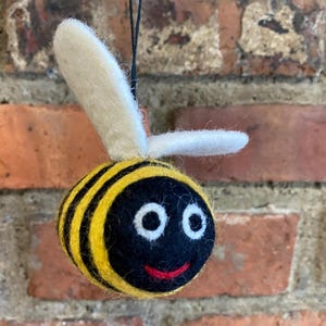 Felted Wool Bee Christmas Tree Ornament - Bumble Bee Gift Holiday Ornament