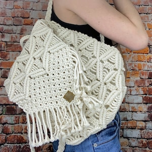 Macrame Backpack Purse Bag Handbag - Handmade Fully Lined - Boho Teen Tween Woman Girl Gift Summer Beach Bag Woven Back Pack Gift