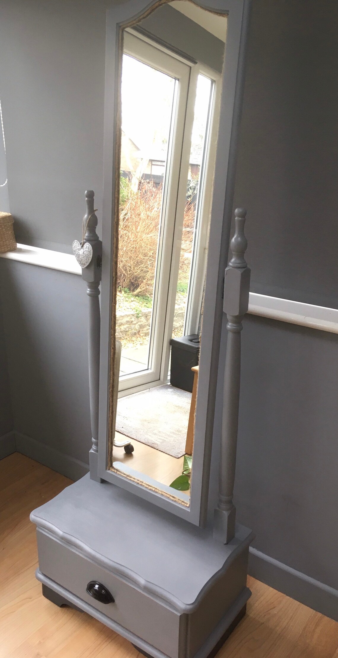 Freestanding mirror with storage solid pine Art Deco Etsy