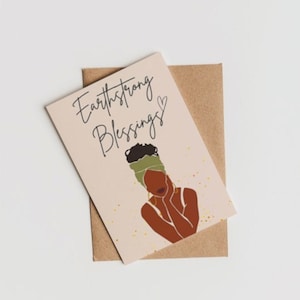 Black Greeting Cards- Black Woman Birthday- Birthday Cards- her birthday-Earthstrong blessings- Black owned- Diverse card- Birthday Wishes