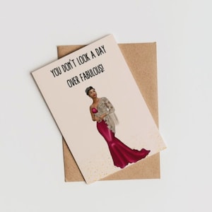 Cartes de vœux noires- Cartes d’anniversaire noires- son anniversaire-Vous ne regardez pas un jour sur fabuleux- Carte de femme noire- Carte diverse- Souhaits d’anniversaire