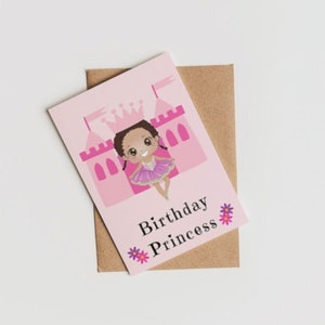 Cartões de aniversário - aniversário de menina | Cartões comemorativos | Cartão filha| Aniversário Princesa | Cartão Bailarina Negra