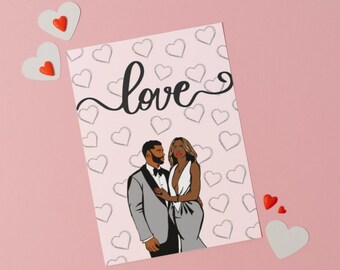 Black Greeting Cards, Anniversary Card, black love, love card, Romantic card for Him, Heart, Card for Husband or Wife, boyfriend,