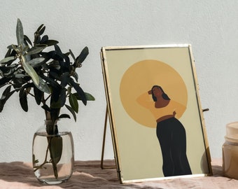 Cartel de arte de Black Afro Women, arte de mujer negra, impresión de mujer negra, impresión de pared, arte de mujer boho, abstracto