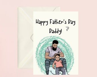 Black greeting cards-Black Fathers day card| i love Dad| Happy Fathers day daddy| Ethnic cards|