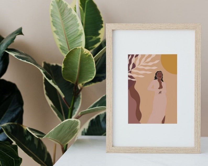 Cartel de arte de Black Afro Women, arte de mujer negra, impresión de mujer negra, impresión de pared, arte de mujer boho, abstracto imagen 3