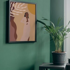 Cartel de arte de Black Afro Women, arte de mujer negra, impresión de mujer negra, impresión de pared, arte de mujer boho, abstracto imagen 4