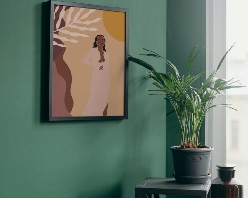 Cartel de arte de Black Afro Women, arte de mujer negra, impresión de mujer negra, impresión de pared, arte de mujer boho, abstracto imagen 4