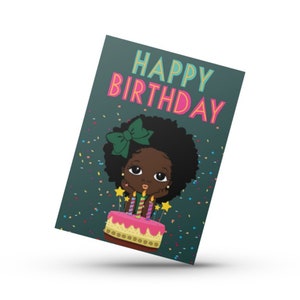 Black Greeting Card, Afro Caribbean Card, Afro Woman Card, Melanin Card, African kids Card, Child  Birthday, Melanin Woman, Milestone Card