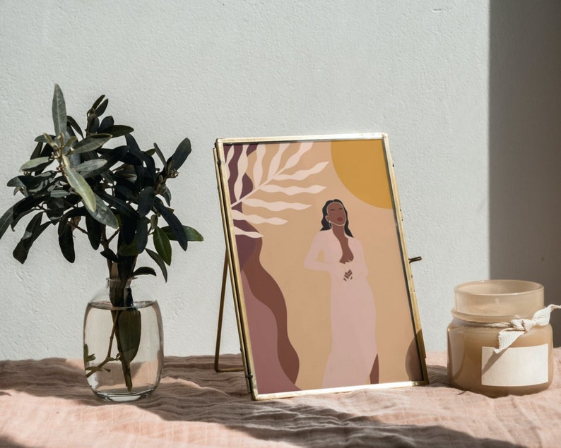 Cartel de arte de Black Afro Women, arte de mujer negra, impresión de mujer negra, impresión de pared, arte de mujer boho, abstracto imagen 2