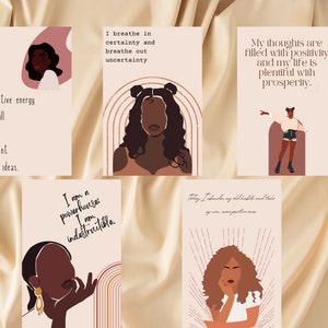 Affirmation Cards| Black Women cards| Memo Board Prints| For self-esteem, confidence, self-love & manifestation| Empowered Women| Card Deck