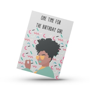 Cartes d'anniversaire noires, carte de femme noire, une fois pour la fille d'anniversaire, cartes de voeux noires, afro-américain, joyeux anniversaire femme noire