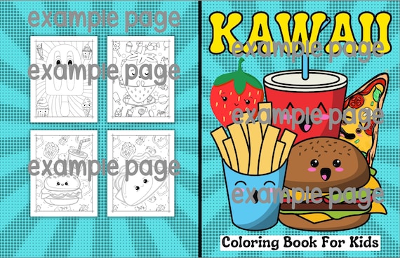 100+ Printable Pages Coloring Book for Kids, Kawaii, Cartoon, Food and Drink Coloring Book for Children Cute and Fun Digital Download PDF