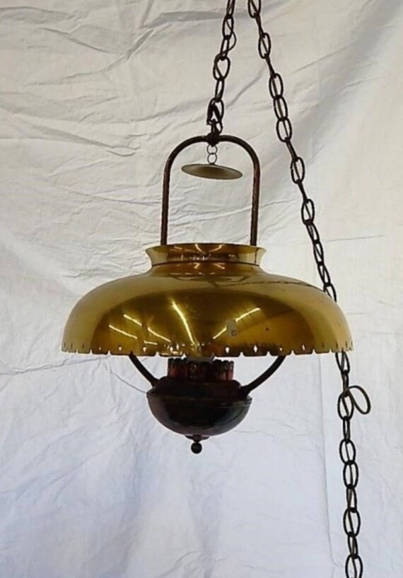 Vintage Hanging Brass Lamp Etsy