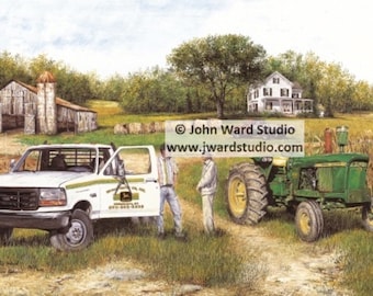 The Tradition Continues John Deere Art Print by John L. Ward, John Deere Tractor Wall Decor, Family Farm Art Print, Farm Country Wall Decor