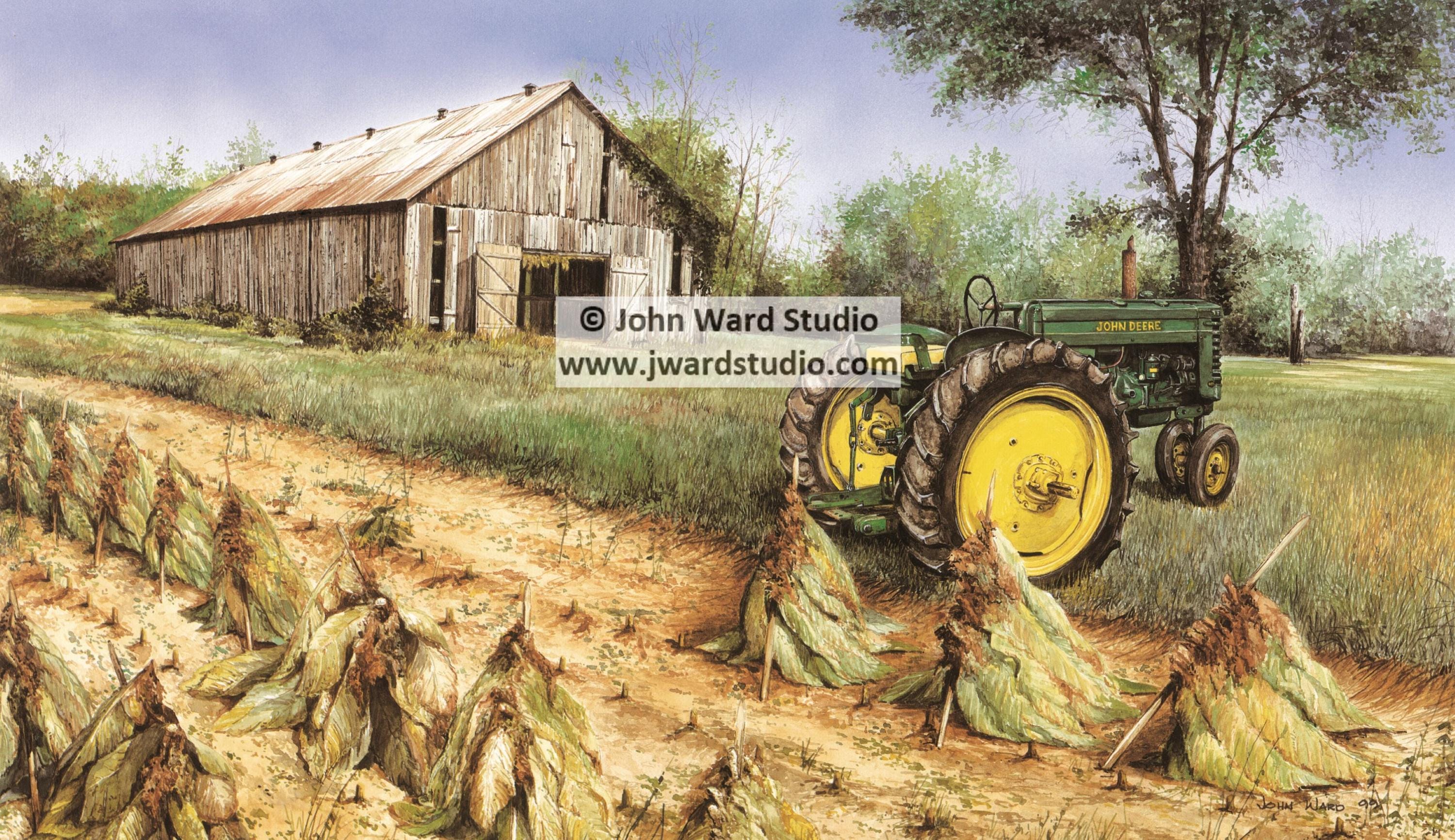 john deere tobacco harvester Harvest Time Art Print by John L. Ward, John Deere Tractor Print, Tobacco  Tractor Print, Old Tobacco Barn, Tobacco Farming, Tobacco Harvest