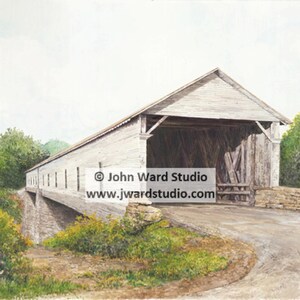 Sherburne Covered Bridge Art Print by John L. Ward, Kentucky Covered Bridge Scene, Covered Bridge Home Decor, Kentucky Bridge Scenes