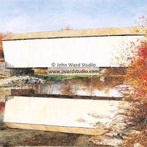 Walcott Covered Bridge Art Print by John L. Ward, Covered Bridge Wall Decor, Kentucky Covered Bridges, Kentucky Historic Bridges, Fleming Co
