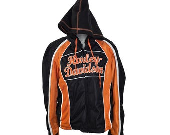 Jaqueta Harley Davidson XL Preta Laranja Malha Cora Hoodie Forro Armadura Zíper