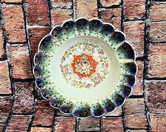 Vintage Leigh Potters Leigh Ware Leighware Tigela de pires baixo de 5,5" com acabamento em ouro 22k