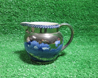Jarra de creme Wedgwood Etruria & Barlaston Fallow Deer azul prateado lustre