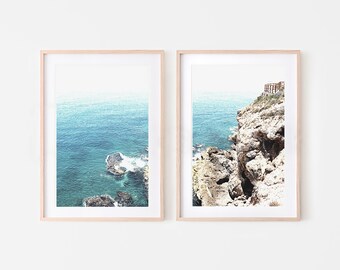 printable coastal wall art set of 2 Prints, ocean view landscape print Digital download