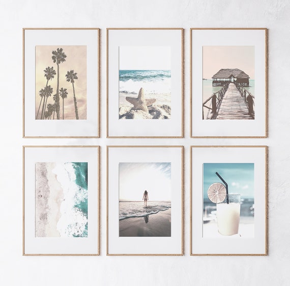 Printable Beach Coastal Gallery Wall Art Set, Suitable for DIY