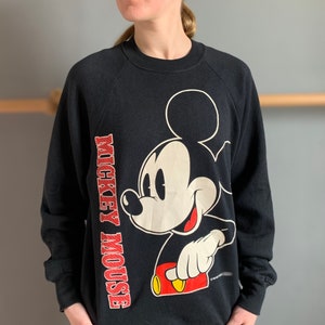 Vintage Mickey Mouse Disney Sweatshirt. Authentic Black Adult 1980s Walt Disney Company Jumper.