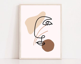 Abstract Face Line Art Print: Minimalist Wall Decor (Digital Download)