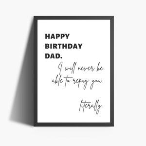 Geburtstagskarte für Papa | Alles Gute zum Geburtstag Papa | Lustige Geburtstagskarte zum Ausdrucken | Minimalistische Drucke | Geburtstagsgeschenk für Papa | Papa Geburtstagsgeschenk